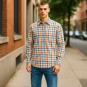 Haupt Germany Men's Multicolor Button-Up Shirt Long Sleeve Large